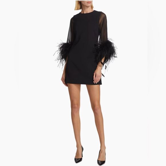 Alice + Olivia  Izola Feather-Trim Minidress size 8 - Picture 2 of 16